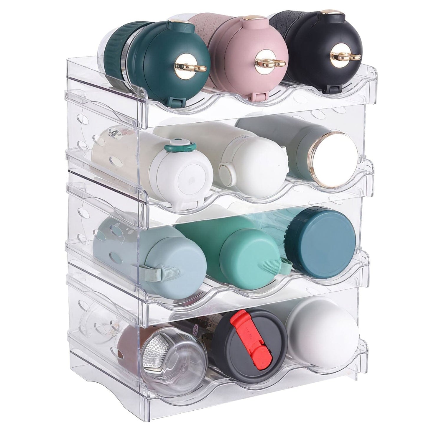 Skorter | 4-layer bottle storage 12 bottles transparent stackable Organizer holder shelf