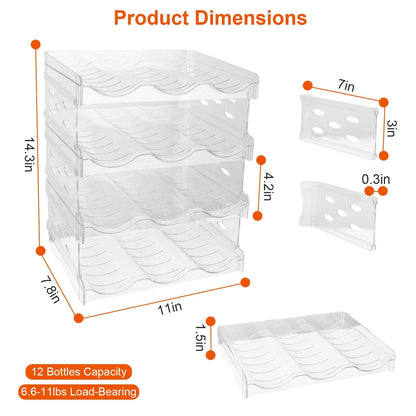 Skorter | 4-layer bottle storage 12 bottles transparent stackable Organizer holder shelf