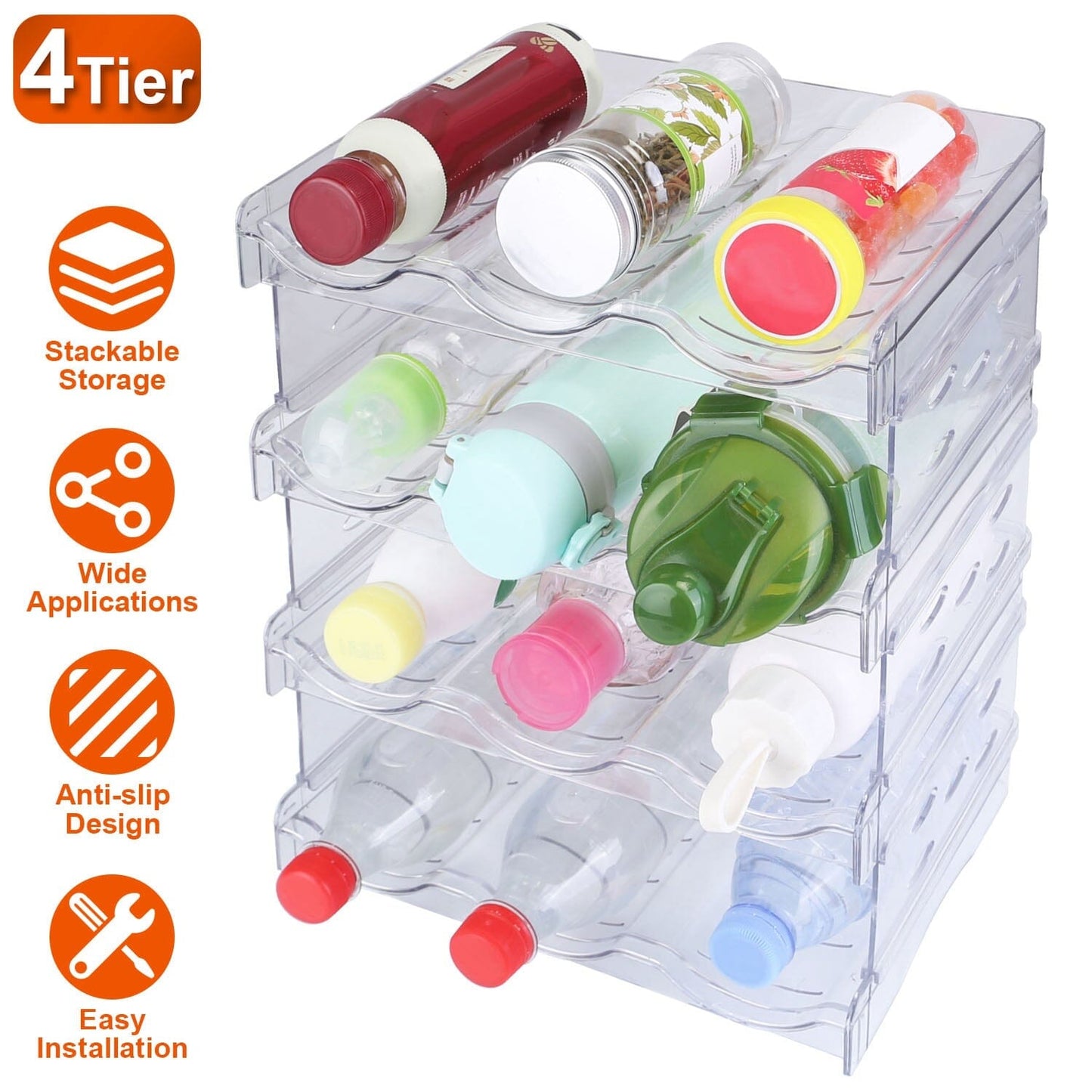 Skorter | 4-layer bottle storage 12 bottles transparent stackable Organizer holder shelf