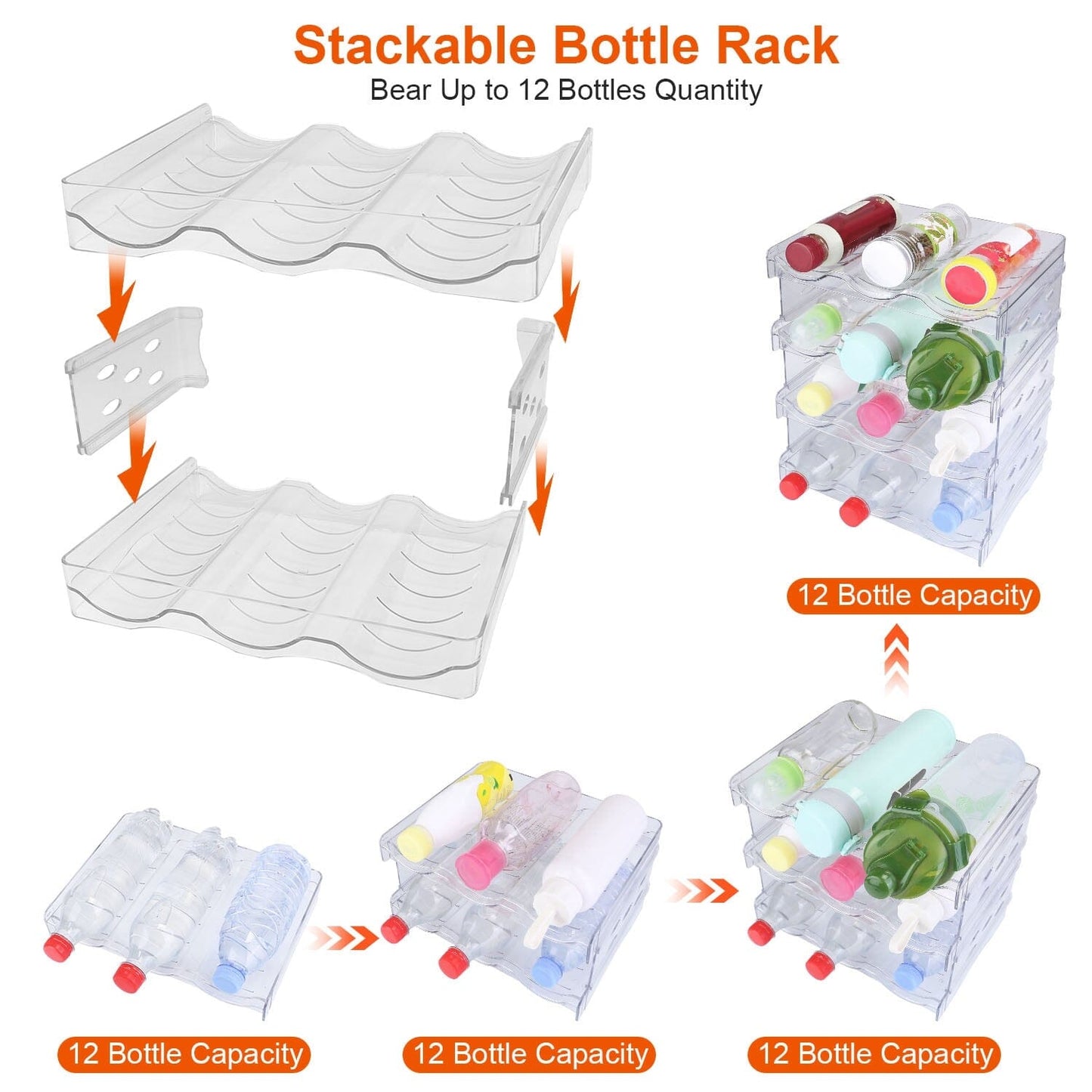 Skorter | 4-layer bottle storage 12 bottles transparent stackable Organizer holder shelf