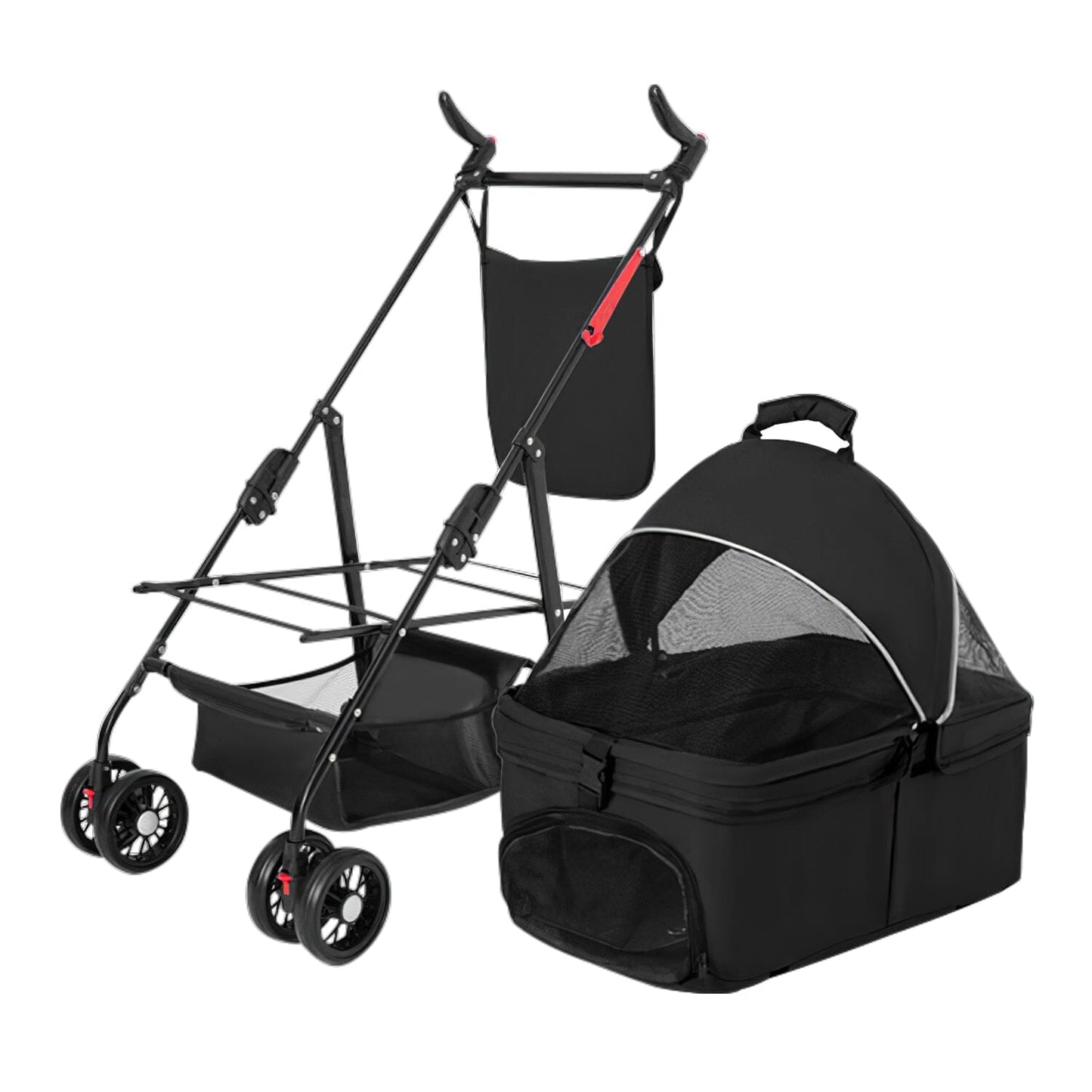 Skorter | 4 Wheel Pet Stroller Foldable with Removable Liner Storage Basket