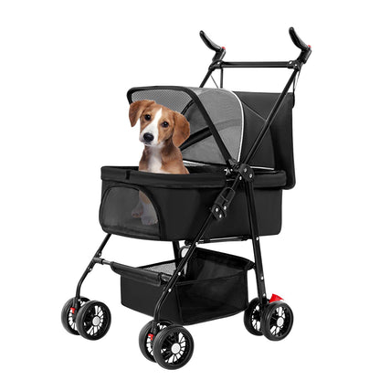 Skorter | 4 Wheel Pet Stroller Foldable with Removable Liner Storage Basket