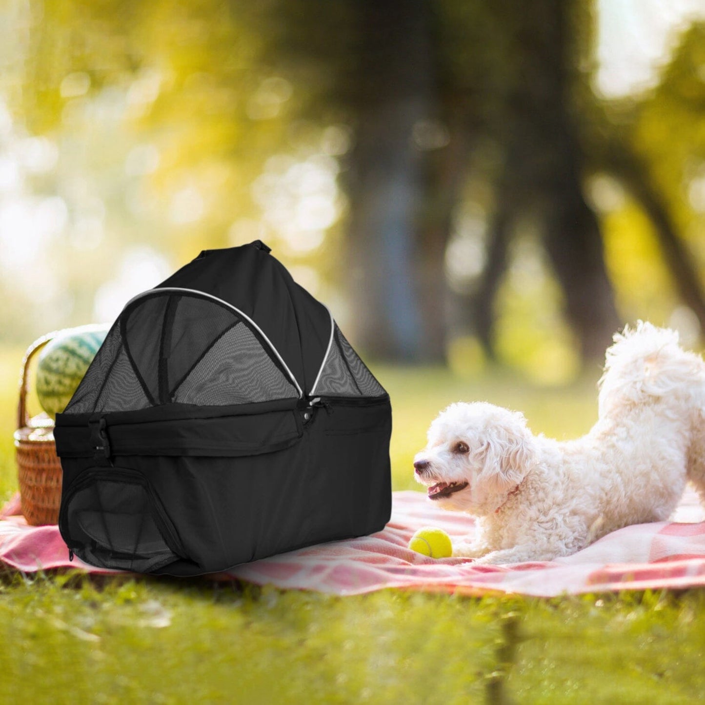 Skorter | 4 Wheel Pet Stroller Foldable with Removable Liner Storage Basket