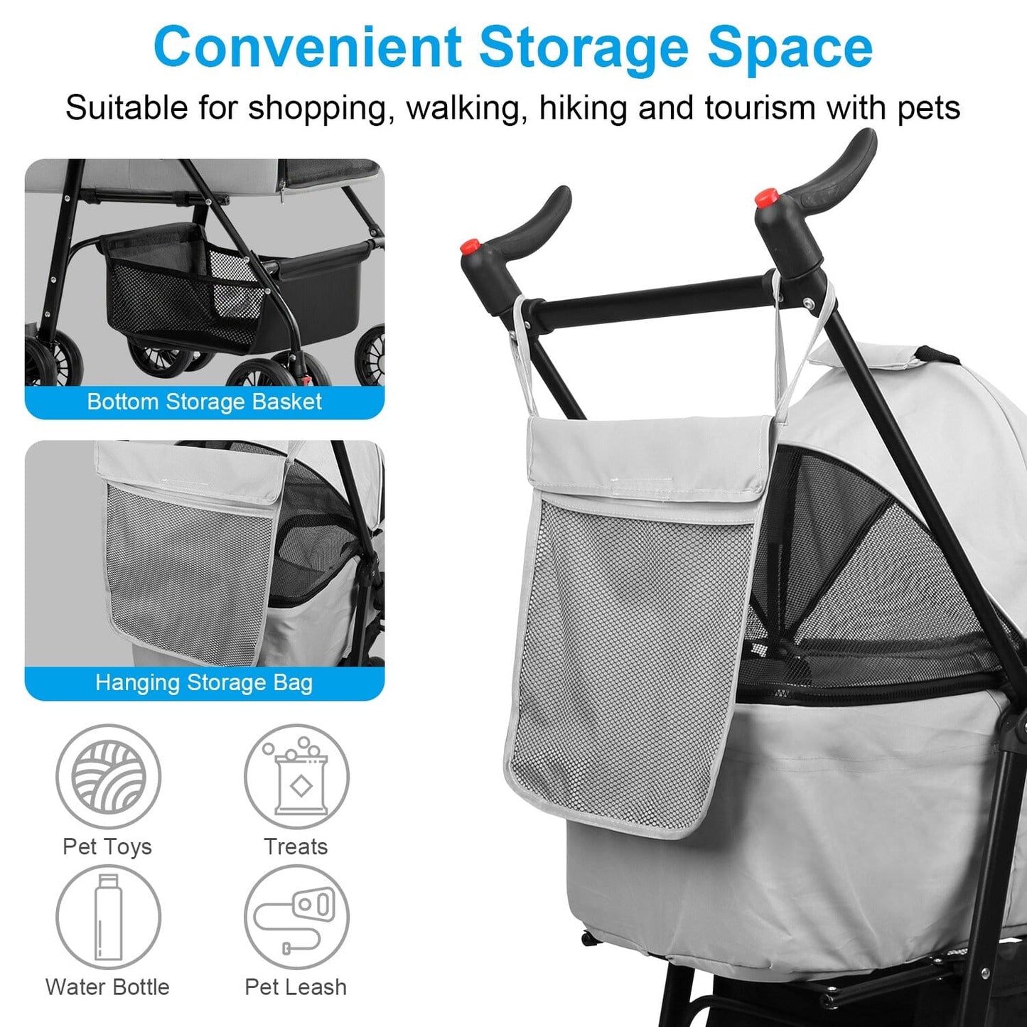 Skorter | 4 Wheel Pet Stroller Foldable with Removable Liner Storage Basket