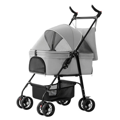 Skorter | 4 Wheel Pet Stroller Foldable with Removable Liner Storage Basket
