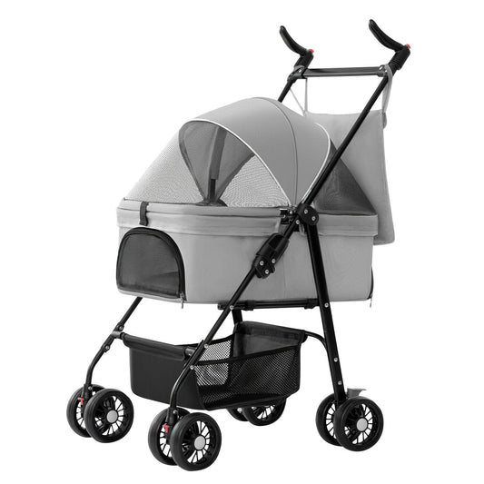 Skorter | 4 Wheel Pet Stroller Foldable with Removable Liner Storage Basket