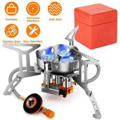 Skorter | 4000W Portable Camping Stove Foldable Powerful Gas Stove Backpacking Burner