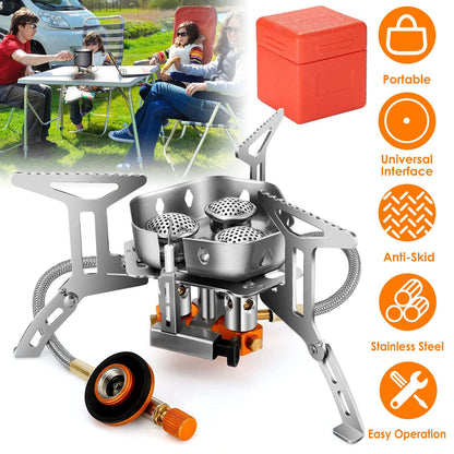 Skorter | 4000W Portable Camping Stove Foldable Powerful Gas Stove Backpacking Burner