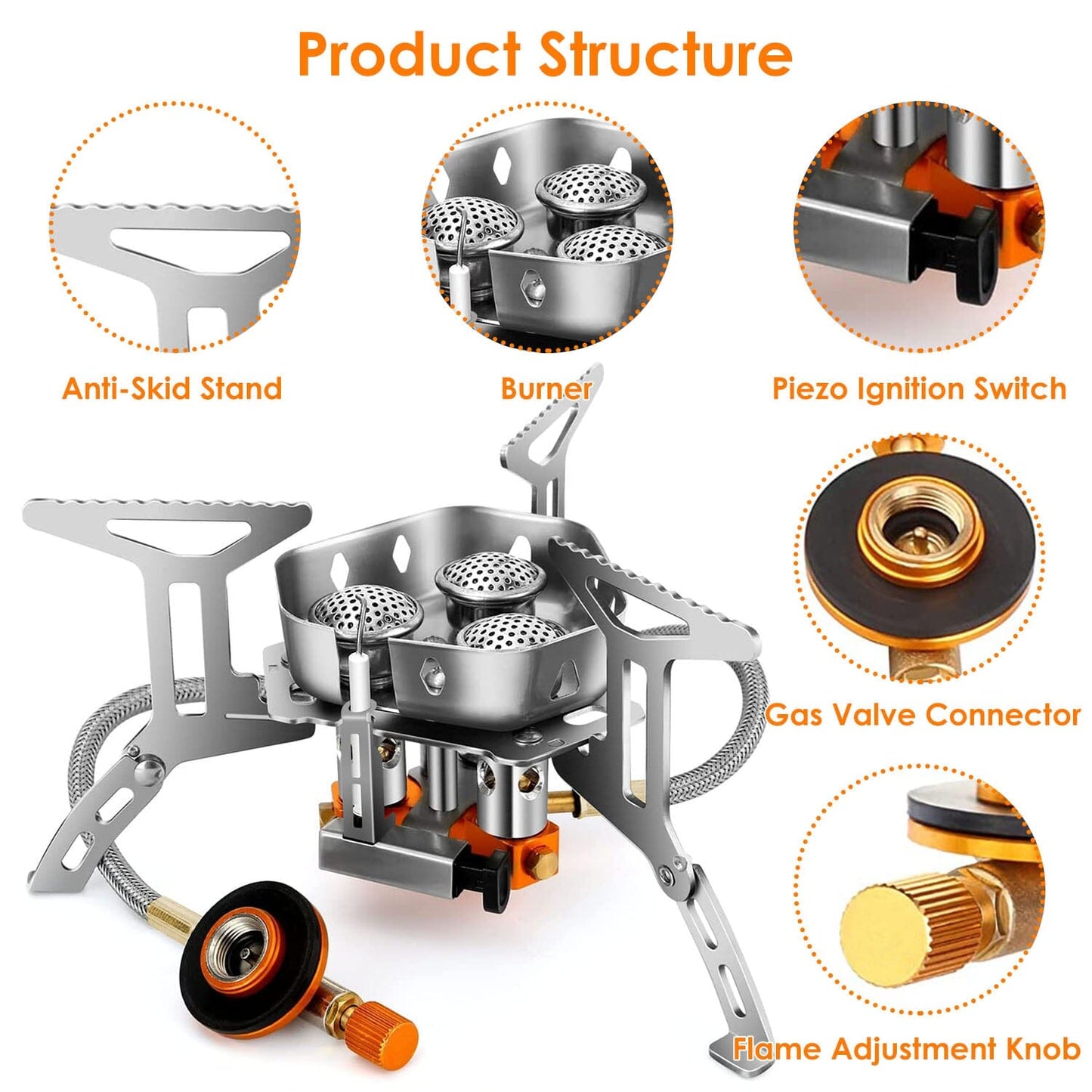 Skorter | 4000W Portable Camping Stove Foldable Powerful Gas Stove Backpacking Burner