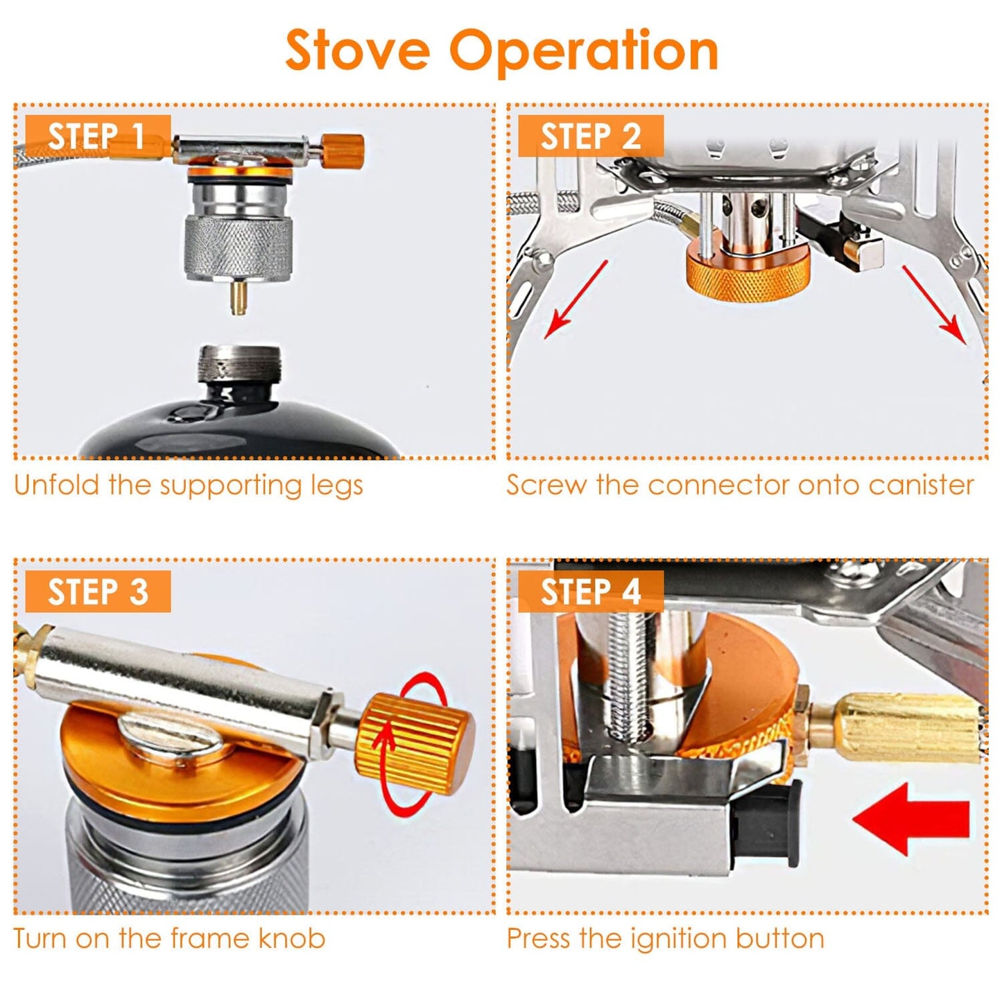 Skorter | 4000W Portable Camping Stove Foldable Powerful Gas Stove Backpacking Burner