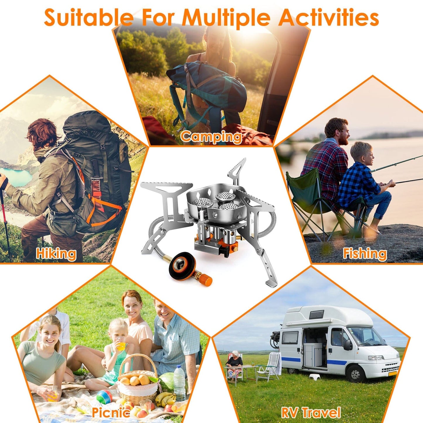 Skorter | 4000W Portable Camping Stove Foldable Powerful Gas Stove Backpacking Burner