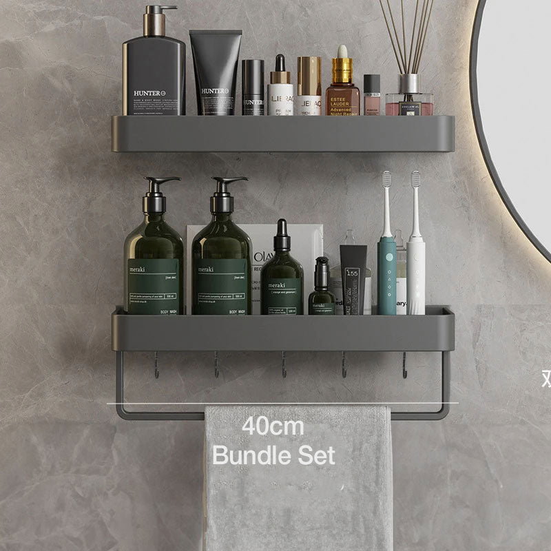 Skorter | Contemporary, elegant bathroom shelves in gray
