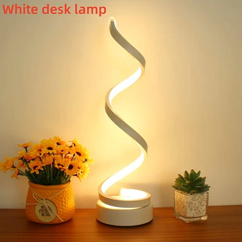 Skorter | Modern Spiral Table Lamp – Creative LED Desk Lamp with Gentle Warm Light, Perfect for Bedroom, Living Room, and Study Decor