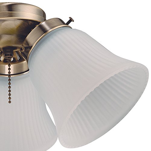 Skorter | Westinghouse Three Led Cluster Ceiling Fan Light Set, Antique Brass Finish, White Glass
