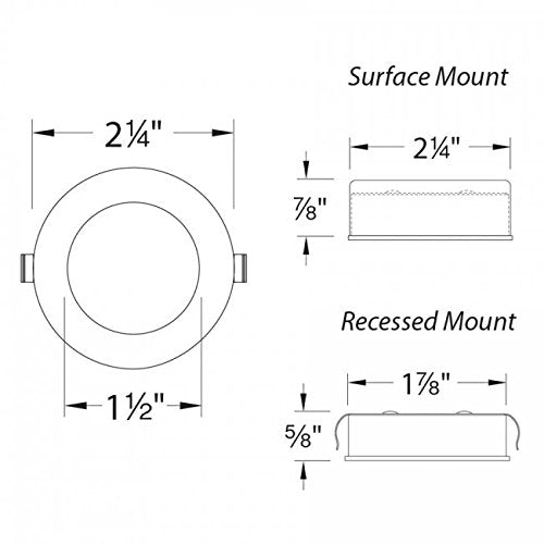 Skorter | Wac Lighting Hr-Led87-27-Wt 2700K Soft White Round Led Button Lamp, White Alloy Steel