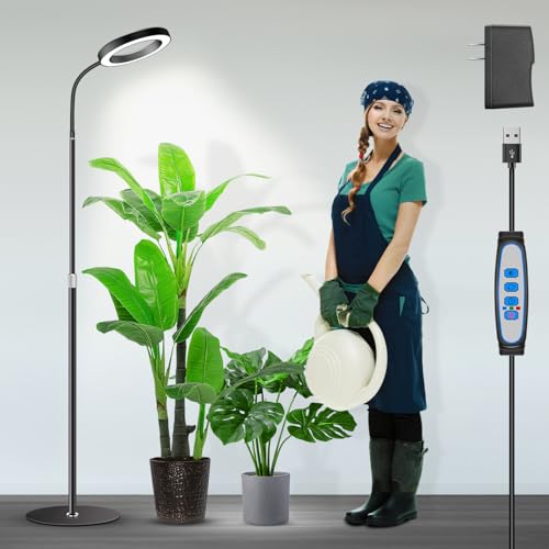 Skorter | Garpsen Growth Light For Indoor Plants, Full Spectrum Led Plant Light With Stand, 3 Color Modes Floor Grow Lamp With Timer 6/12/16H, 5 Dimmable Levels, 67'' Adjustable Height For Large Plants