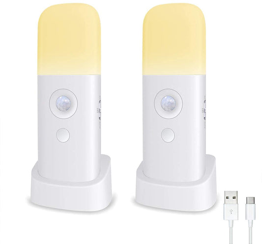 Skorter | Creweel Motion Sensor Night Light, Dimmable LED Table Lamp, Battery Operated, 2 Pack, Warm White