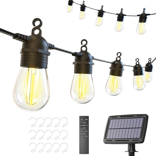 Skorter | 52FT Solar String Lights for Outdoor with Remote Control, Warm White