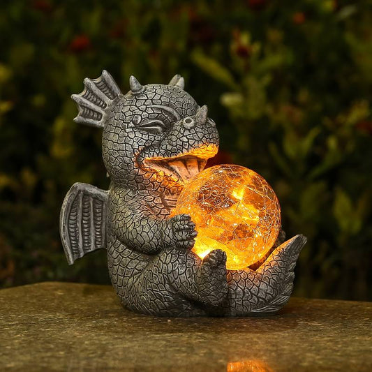 Skorter | Garden Statue - Draconis - Solar Lighting - Resin Dragon Statue Lamp