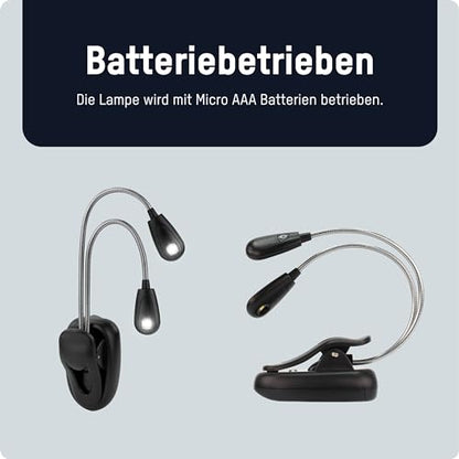 Skorter | Ansmann Twinflex Mini Led Reading Light With 2 Flexible Light Sources & Batteries – Perfect For Musicians