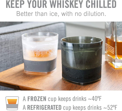 Skorter | Cooling Cups for Whiskey, Bourbon and Scotch, Freezer Gel Chiller Double Wall Glass Set of 1, Smoke, 9 ounces