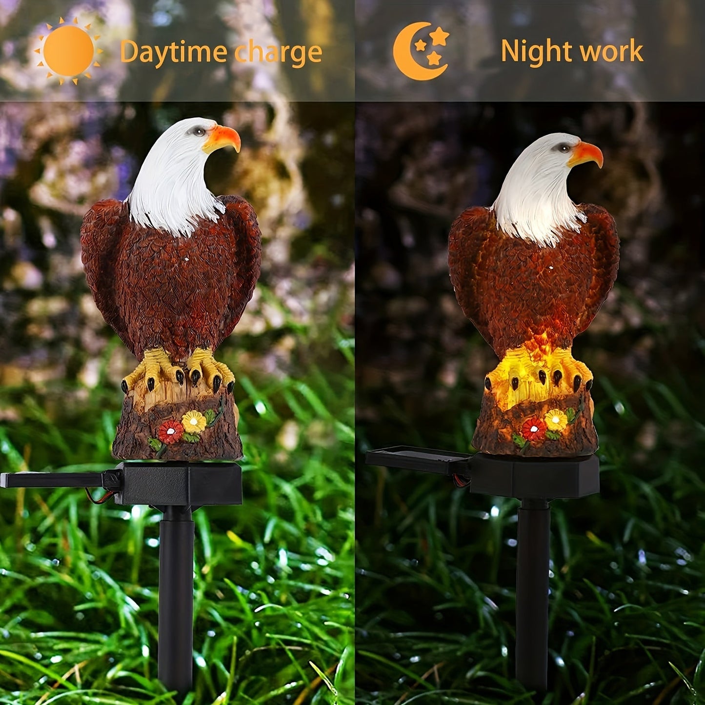 Skorter | SolarGlow - Decorative Eagle Solar-Garden Lamp, Clear LED for Patio & Lawn