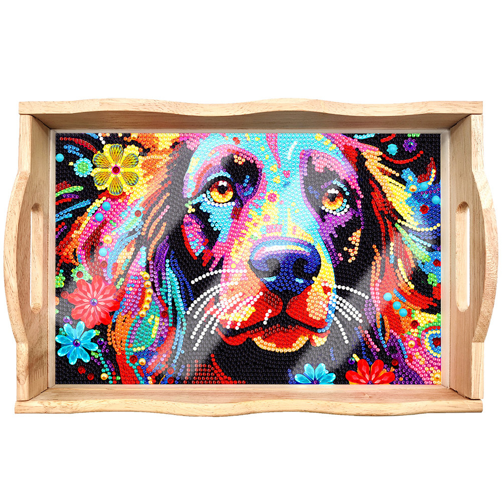 Skorter | DIY Diamond Painting Wooden Tray Food Tray with Handle Living Room Decoration Mandala Wooden Tray Kit