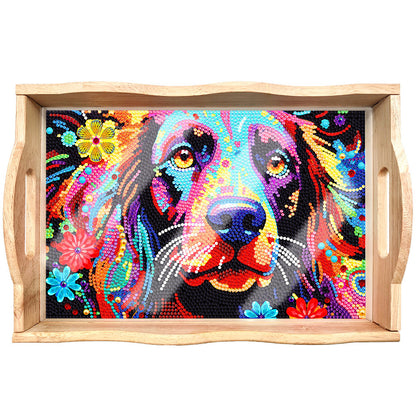 Skorter | DIY Diamond Painting Wooden Tray Food Tray with Handle Living Room Decoration Mandala Wooden Tray Kit