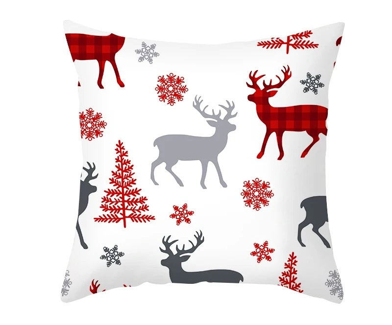 Skorter | Christmas Cushion Cover – Festive Santa & Elk Design for Holiday Decor & Perfect New Year Gift