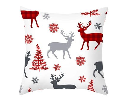 Skorter | Christmas Cushion Cover – Festive Santa & Elk Design for Holiday Decor & Perfect New Year Gift