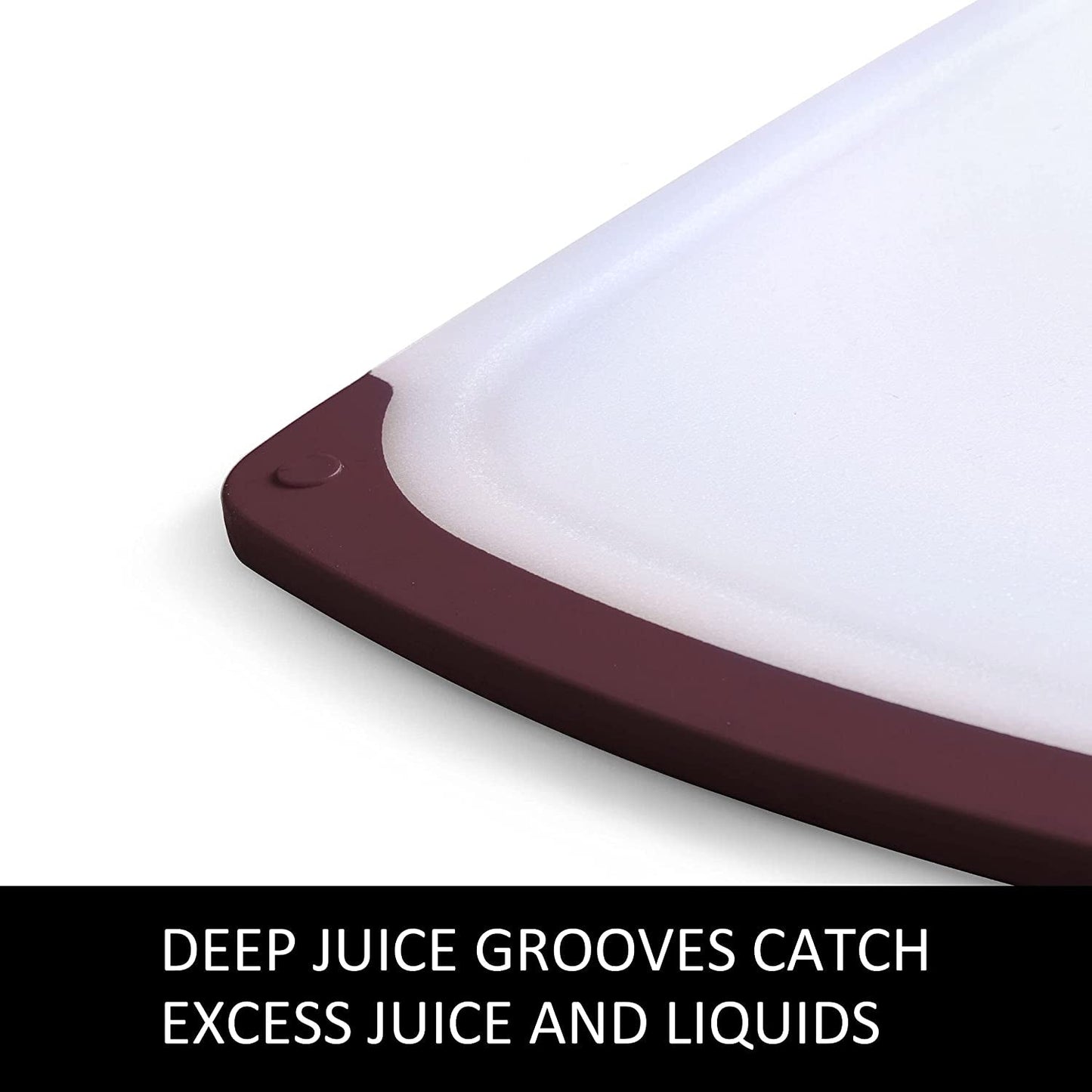 Skørter | Farberware Plastic Cutting Board with Non-Slip and Juice Grooves, 3-Piece, Maroon
