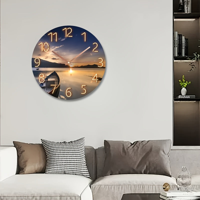Skorter | 12-Inch Round Silent Wall Clock - Glass, Modern Design