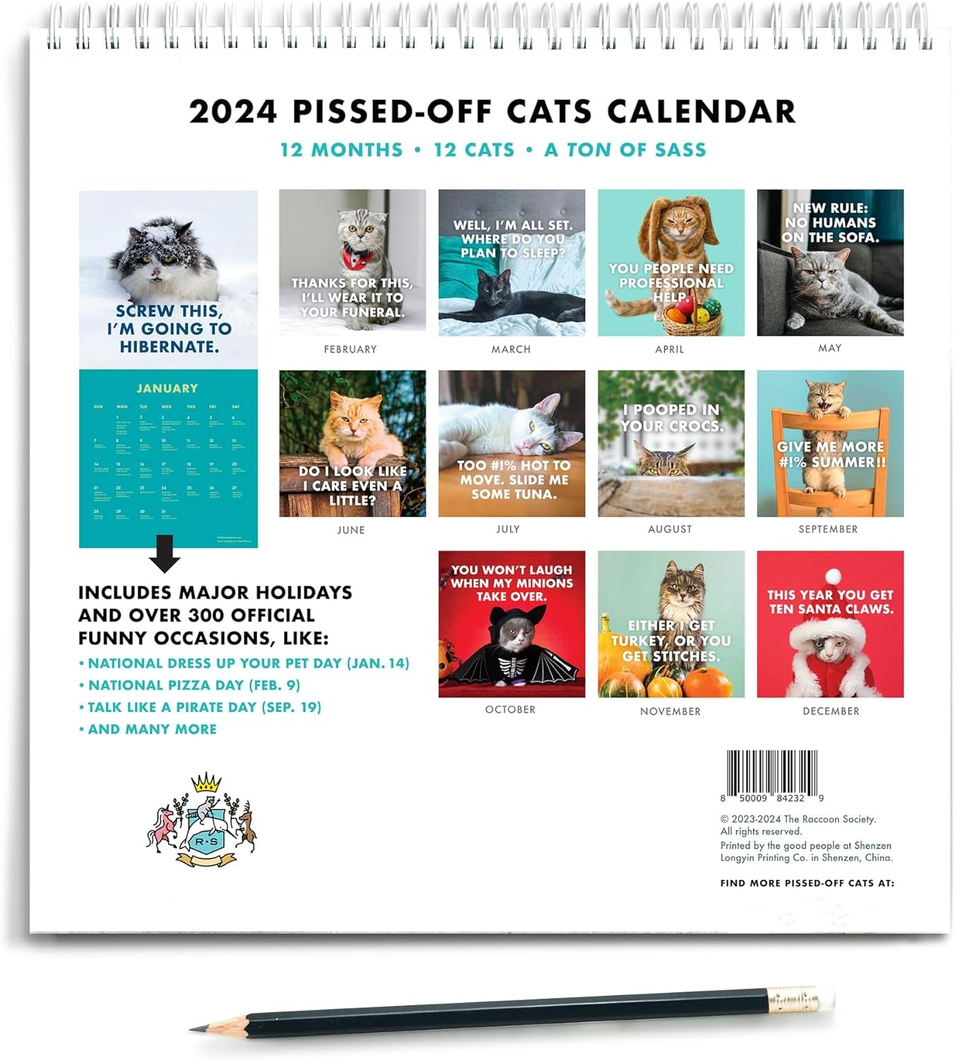 skorter | 2024 Pissed-Off Cats Wall Calendar