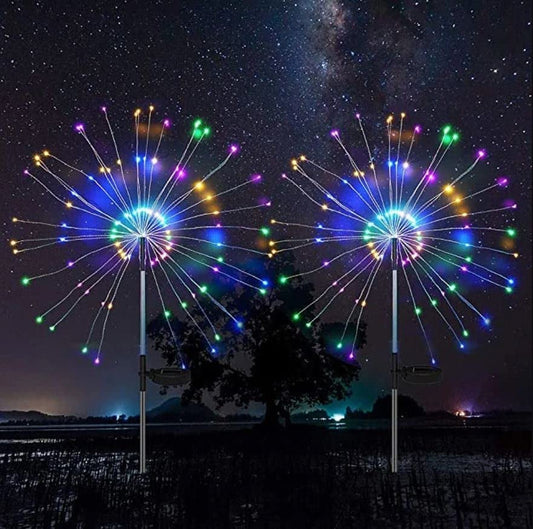 Skorter | Solar Firework Lights, 105 LED Multi Color Outdoor Firework Solar Garden Decorative Lights for Walkway Path Backyard Christmas Decorations Parties (2 Pieces)