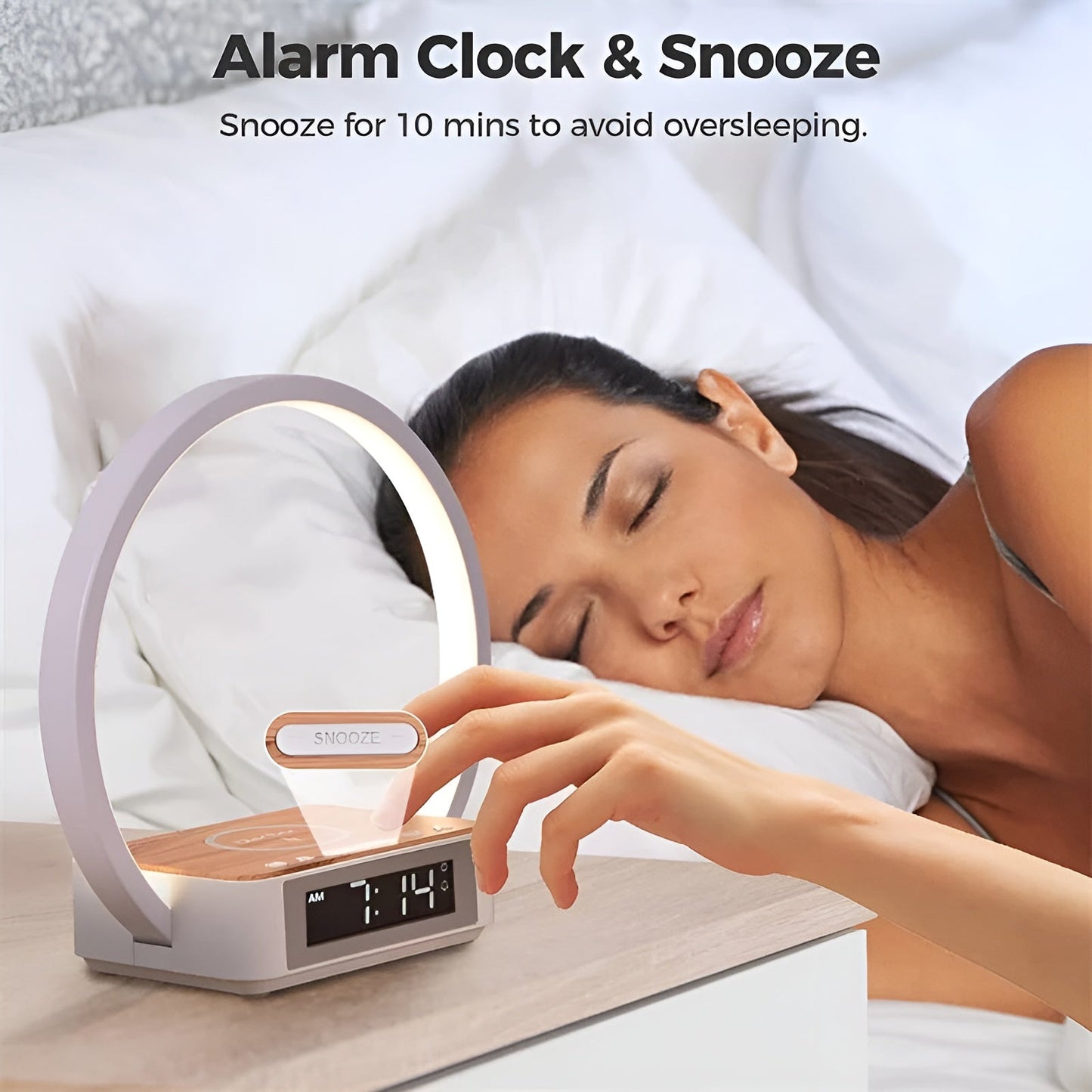 Skorter | GlowMax 3-in-1 LED Table Lamp – Wireless Charger, Alarm Clock & Touch Control