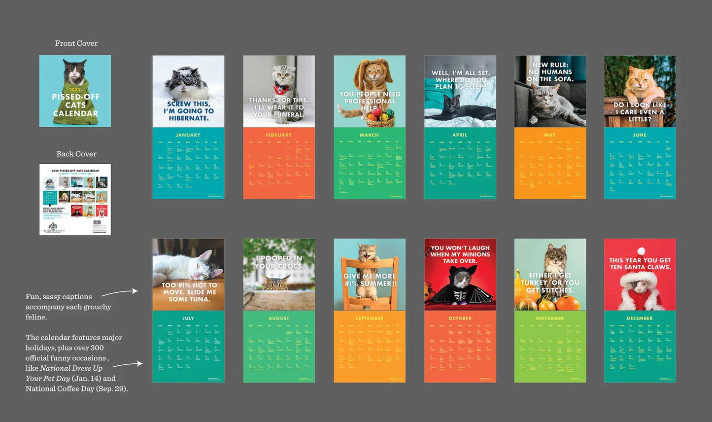 skorter | 2024 Pissed-Off Cats Wall Calendar