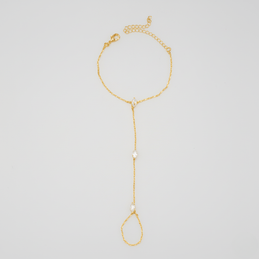 Skorter | Adjustable Finger Ring Bracelet made of Stainless Steel with Crystals