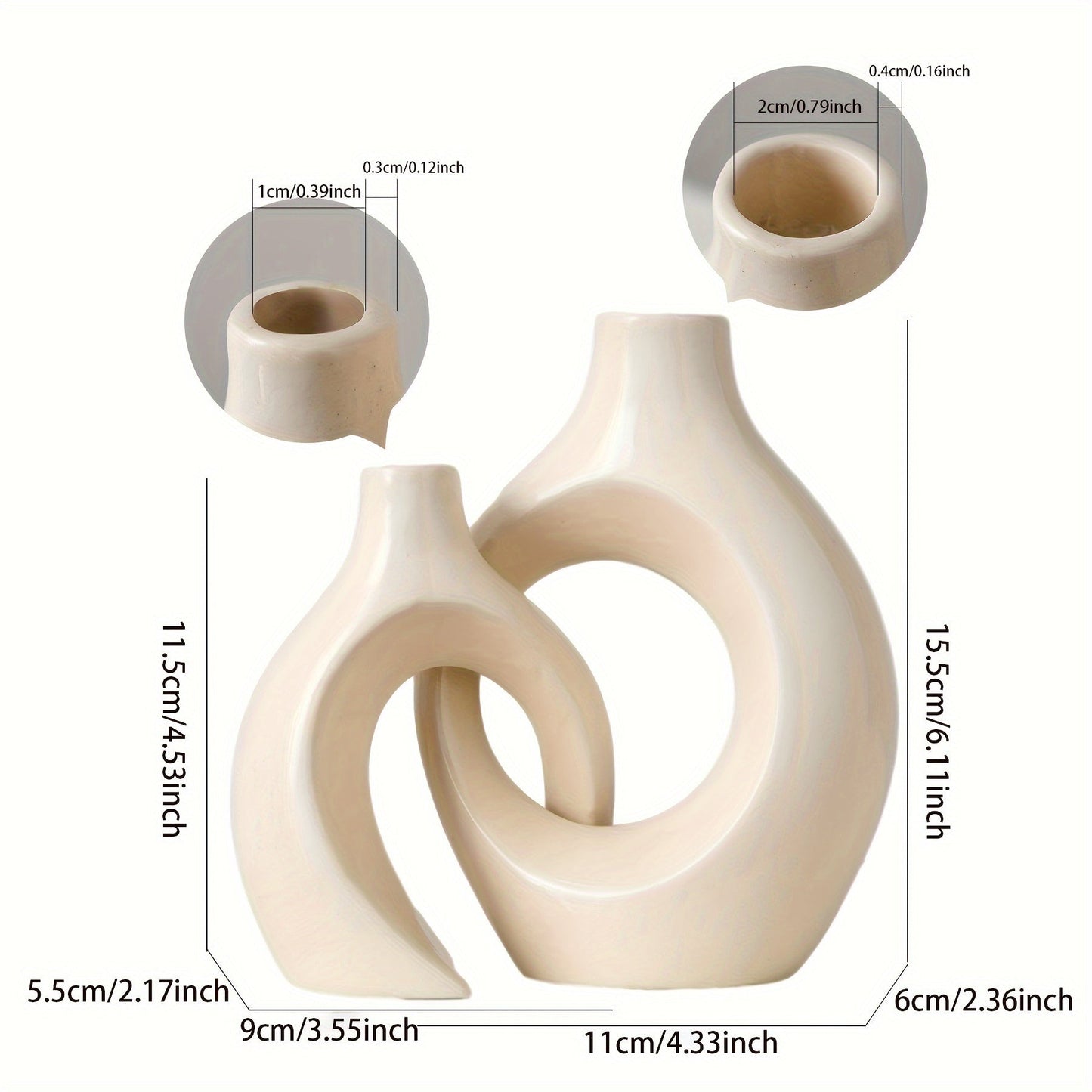 Skorter | 2-Piece Set Ceramic Candle Holders - Matte Finish, Modern Minimalist Design for Table Decoration
