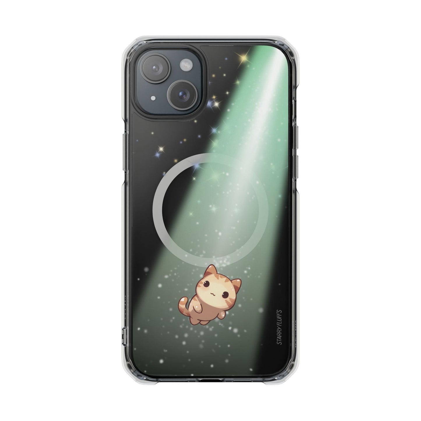 Skorter | Fluff's - Cosmo the Cat Beaming in Space Magnetic Clear Case for iPhone Series
