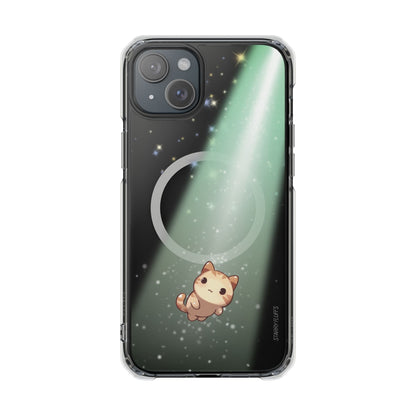Skorter | Fluff's - Cosmo the Cat Beaming in Space Magnetic Clear Case for iPhone Series