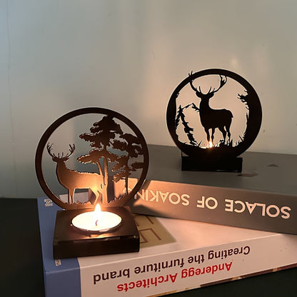 Skorter | Black Iron Deer Candle Holder - Creative Christmas Decoration