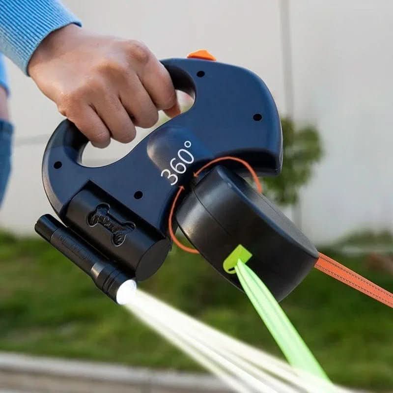 Skorter | Bordeaux Duo – Double lead with LED & bag dispenser for two dogs