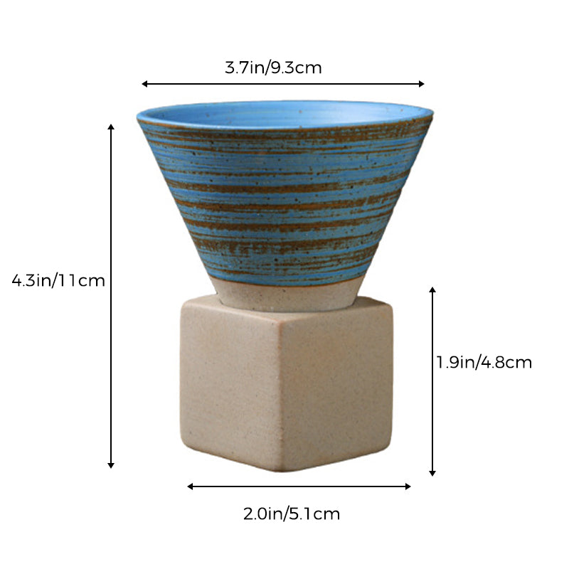 skorter | Coarse Ceramic Coffee Cup with Base Cone-Shaped Couture Cup & Base Set