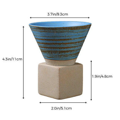 skorter | Coarse Ceramic Coffee Cup with Base Cone-Shaped Couture Cup & Base Set