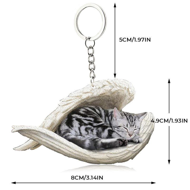 Skorter | Acrylic Cat Angel Keychain