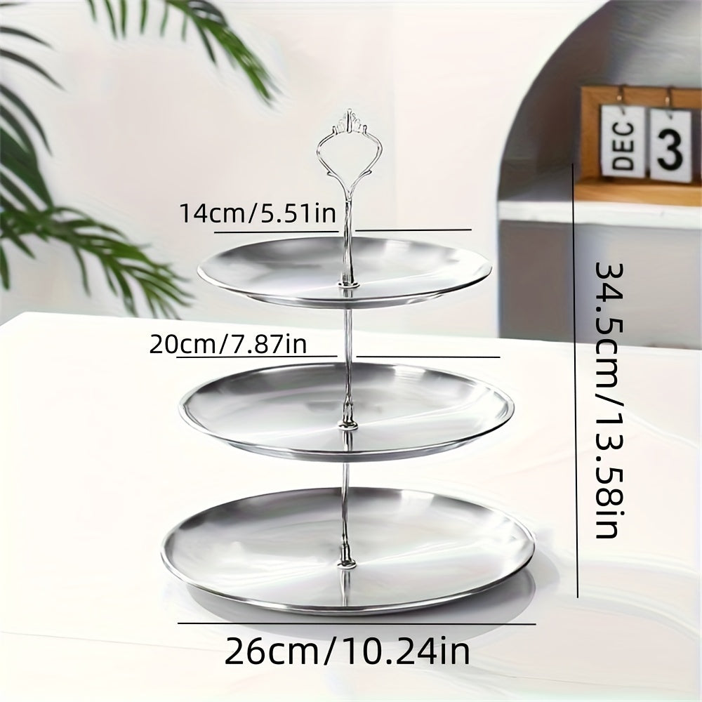 Skorter | SteelTower - 3-layer stainless steel cake stand | Serving platter for desserts and fruits