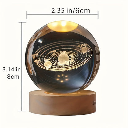 Skorter | LumiSphere - 3D Crystals Ball LED Night Lamp with Wooden Base