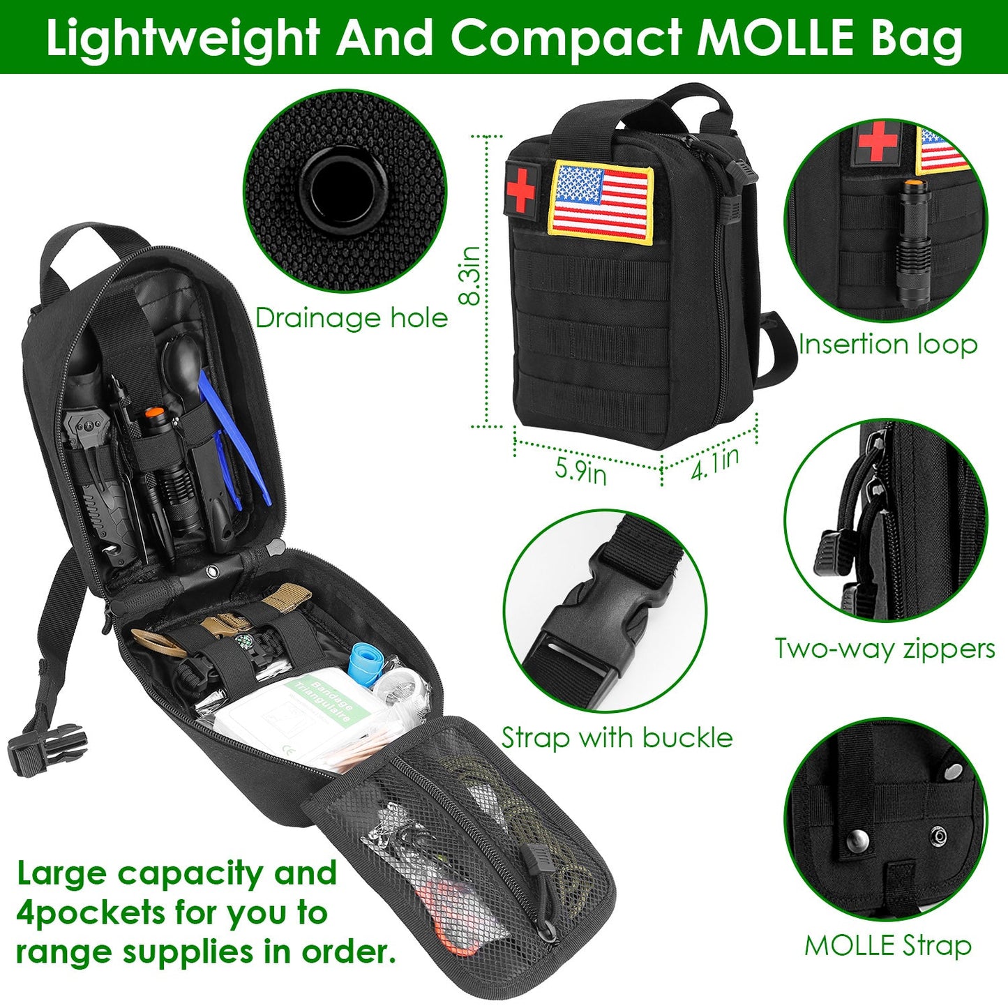 Skorter | 47-Pieces: Emergency Survival Gear EDC Equipment Tools with Bag