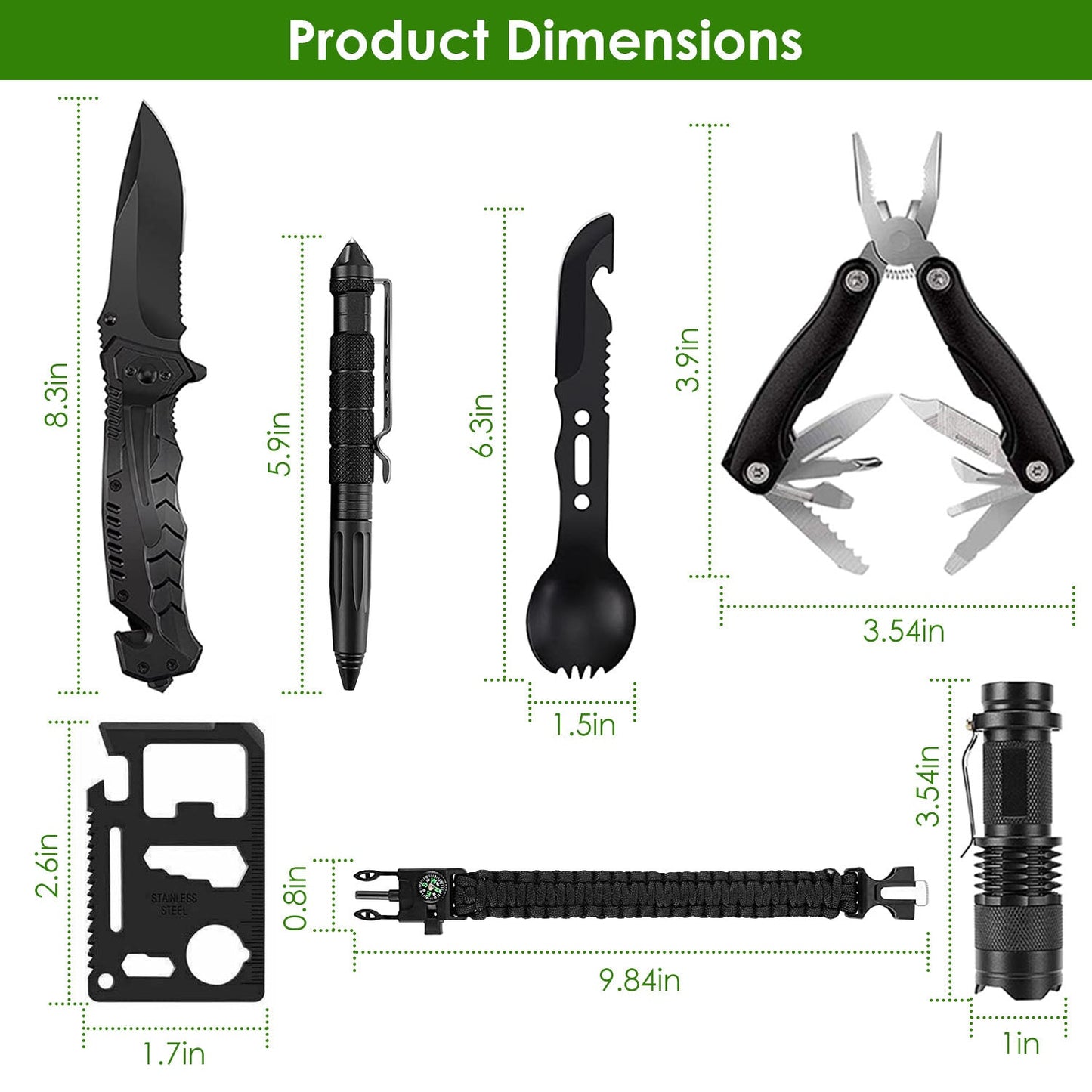 Skorter | 47-Pieces: Emergency Survival Gear EDC Equipment Tools with Bag