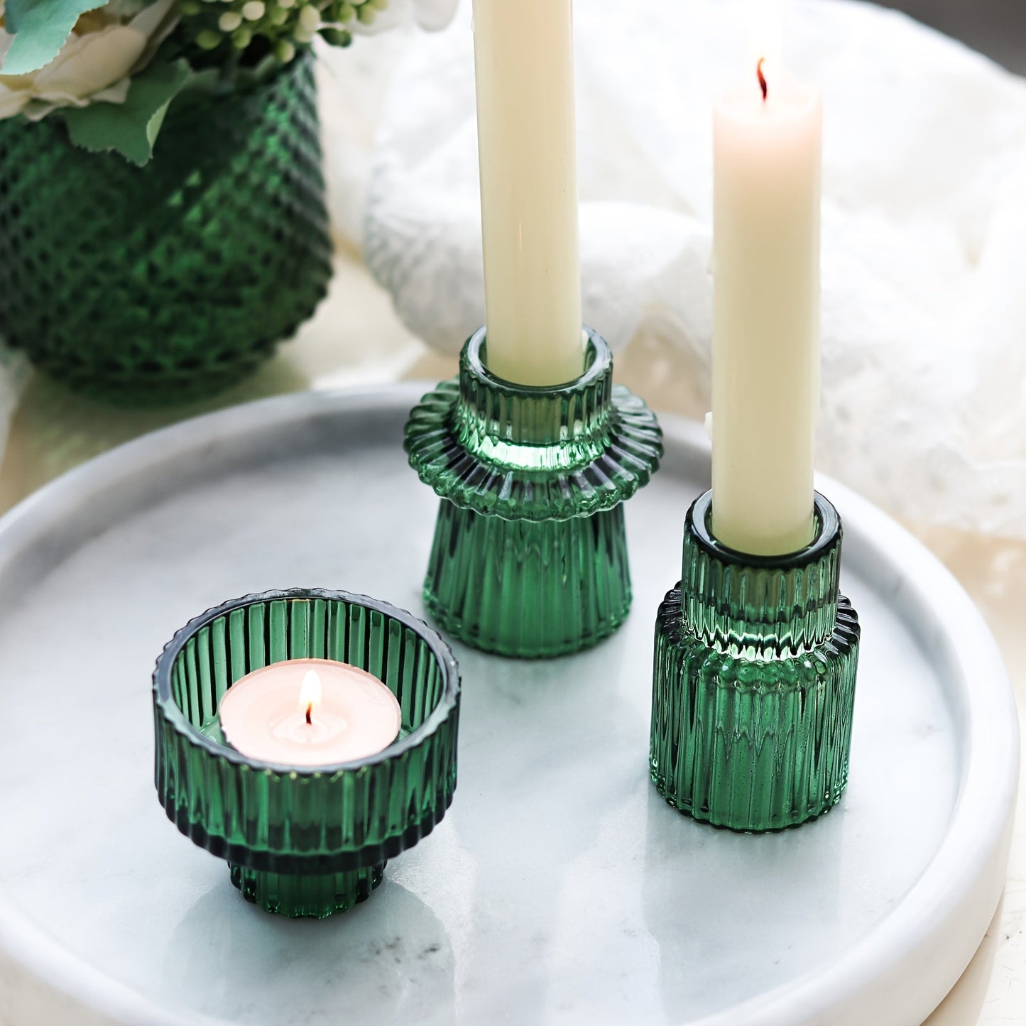 Skorter | 3/6-part Glass Candle Holders - Perfect for Table Decoration and Weddings